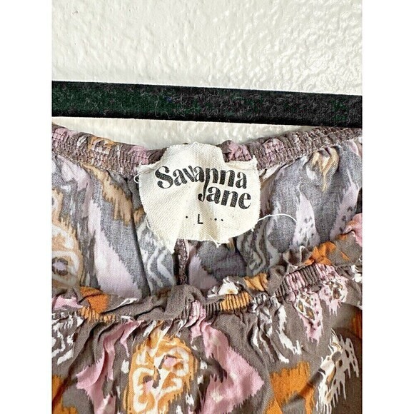 Savanna Jane Blouse Womens Size Large Bohemian Aztec Off Shoulder Peasant Top - Picture 3 of 6